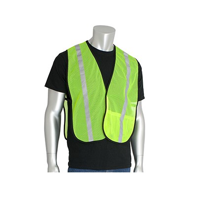 SAFETY VEST LIME GREEN WITH SILVER