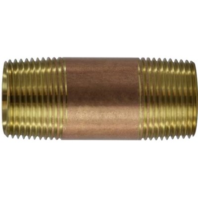 1 X CLOSE RED BRASS NIPPLE