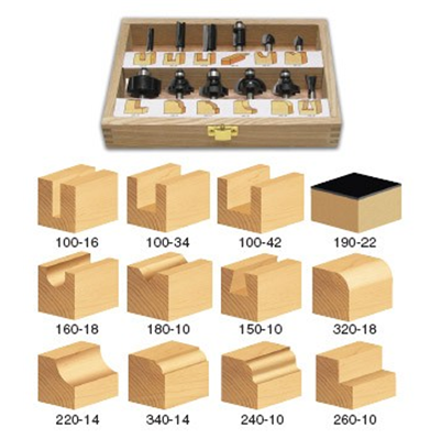 12-PIECE ROUTER SET 1/4 SHANK