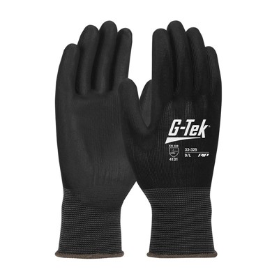 BLACK KNIT NYLON GLOVE WITH POLY GRIP