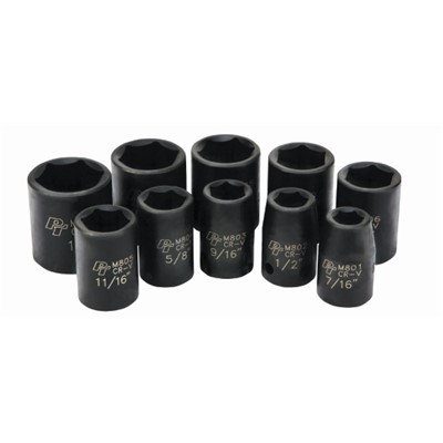 0) 10PC 1/2 DR SAE IMPACT SKT SET