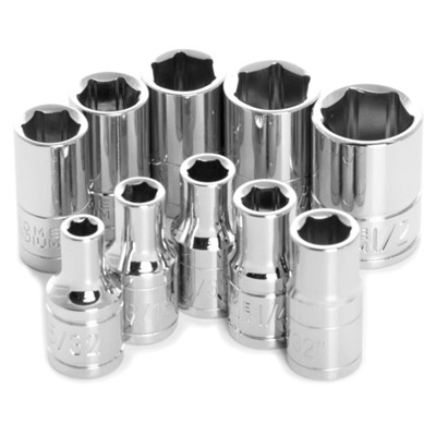 0) 10PC 1/4 DR 6PT SAE SOCKET SET